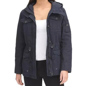Navy Hooded Military Utility Jacket Cotton Quilted Levi’s XL